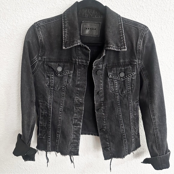 Blank NYC Jackets & Blazers - Blank NYC Charcoal Distressed Raw Hem Denim Jean Jacket size xs